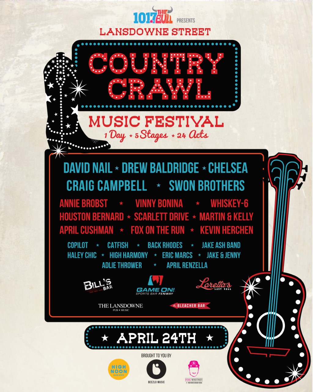 Sunday April 24th, Lansdowne Country Crawl | Bleacher Bar