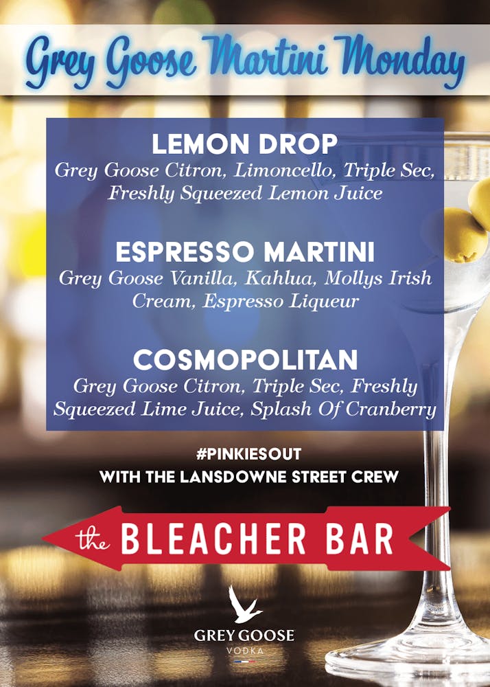 Menus Bleacher Bar in Boston, MA