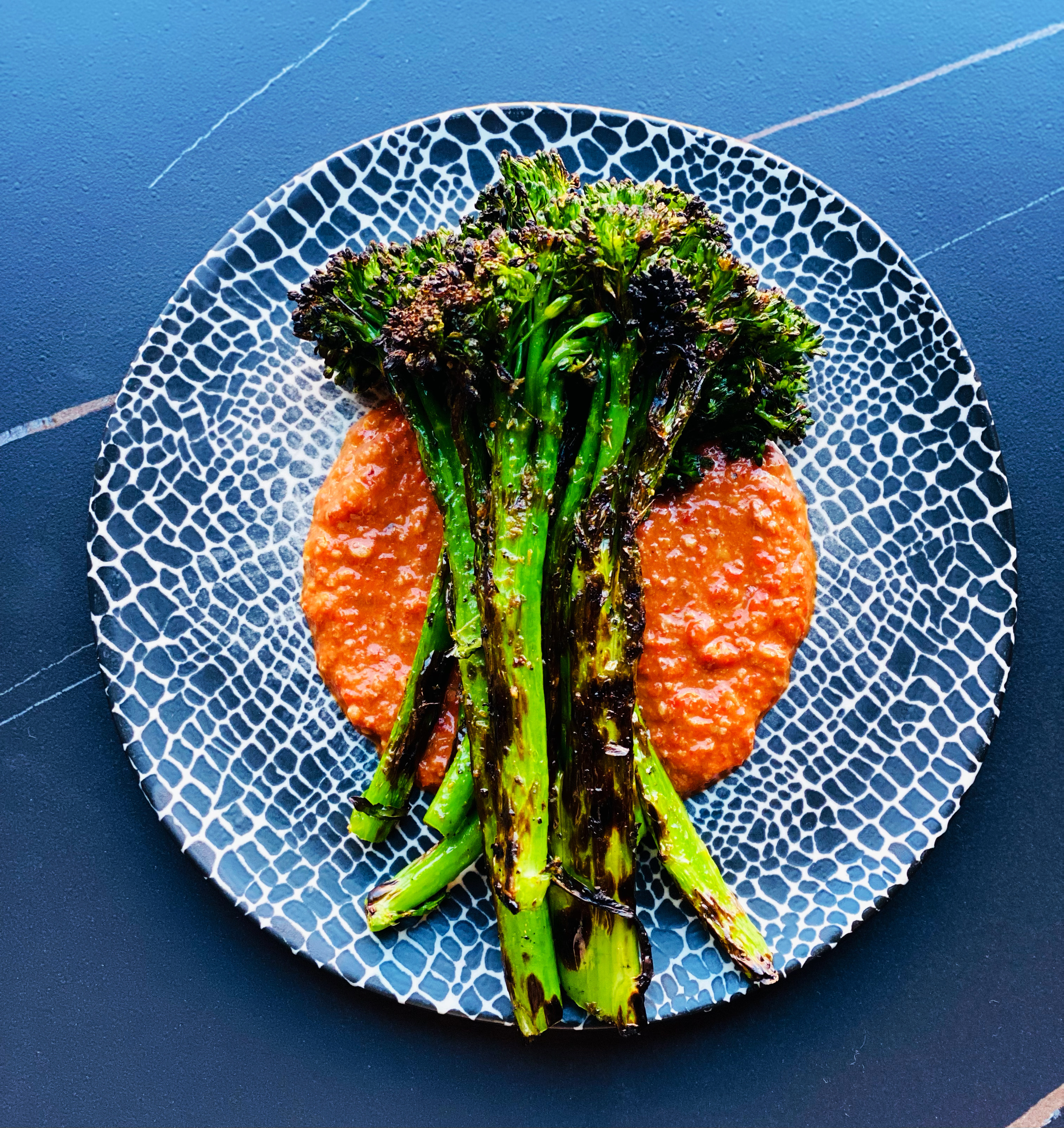 a bowl of food on a blue plate