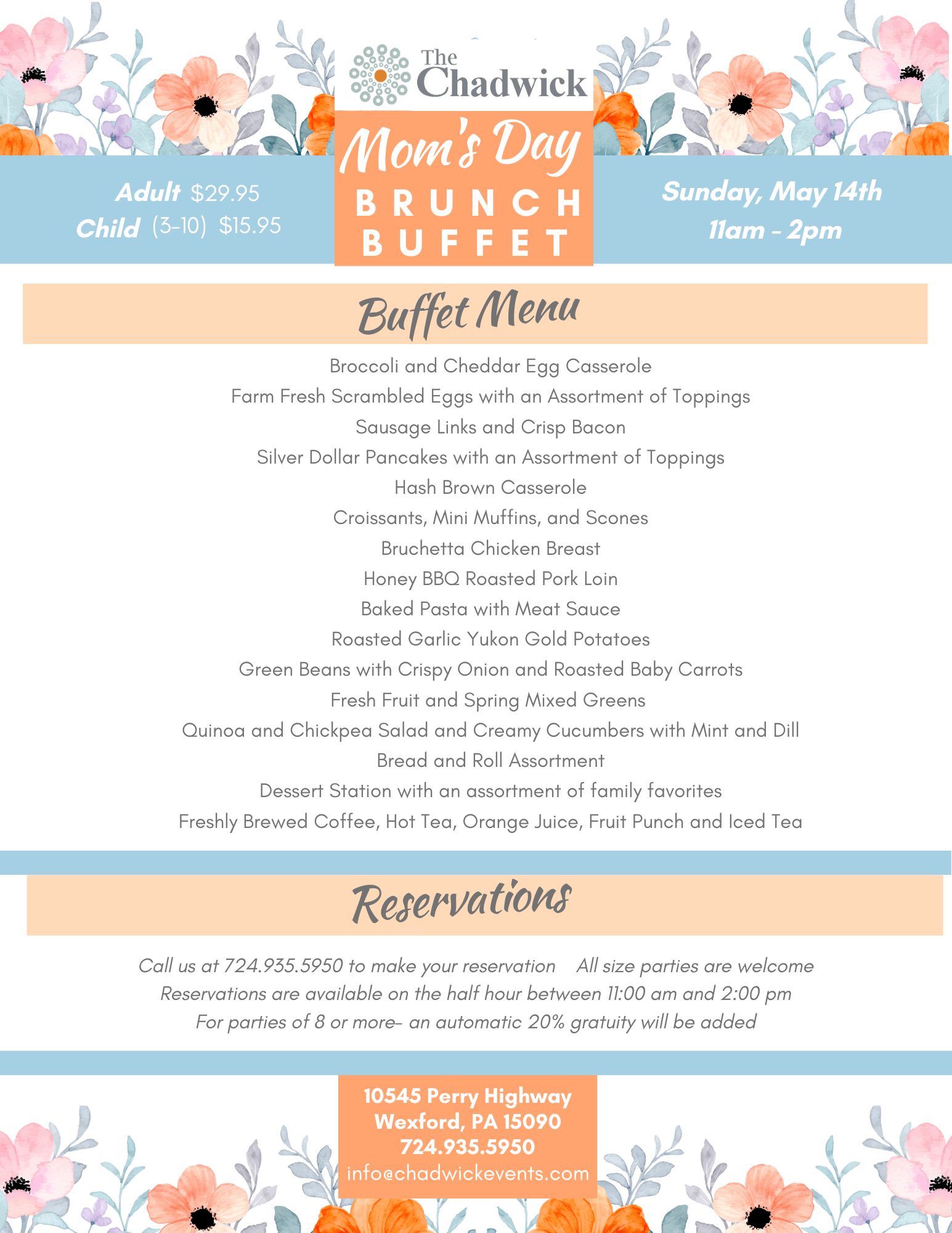 Mother's Day Brunch Buffet Menu Frescos Neighborhood Bar