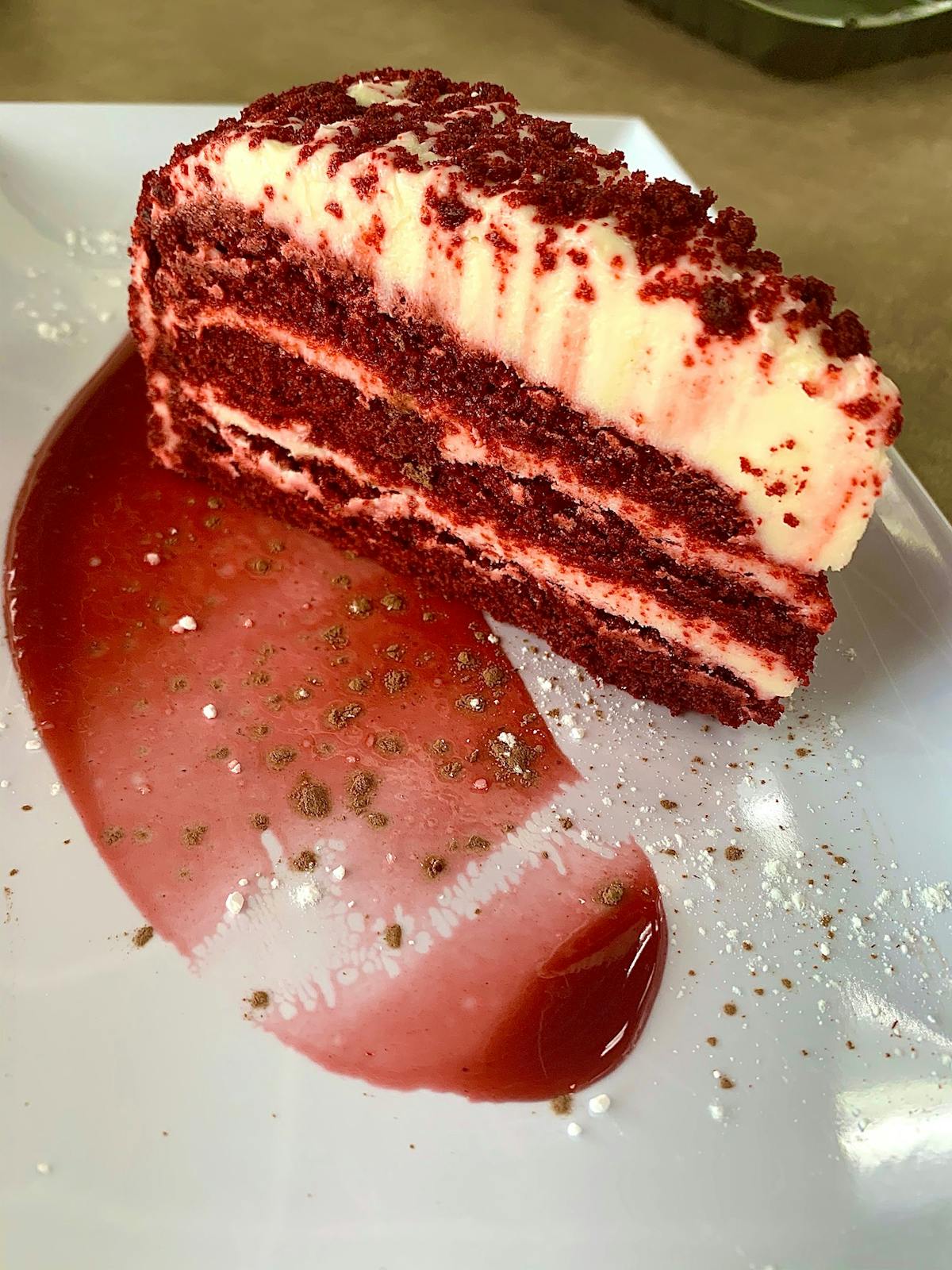 a close up of a piece of cake on a plate