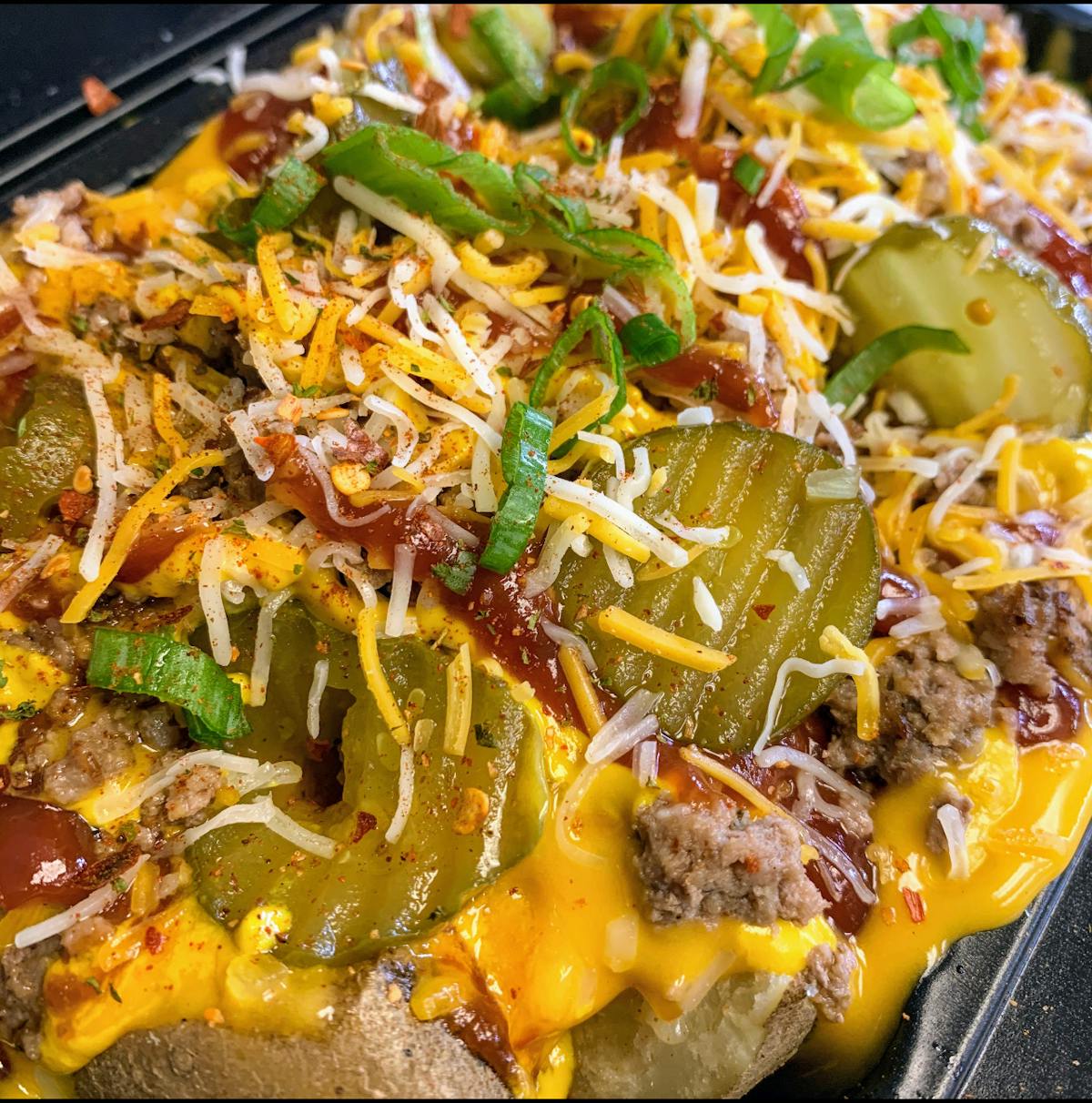a close up of food