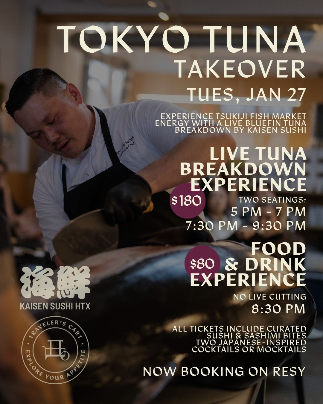 kaisen sushi bluefin breakdown event at travelers cart