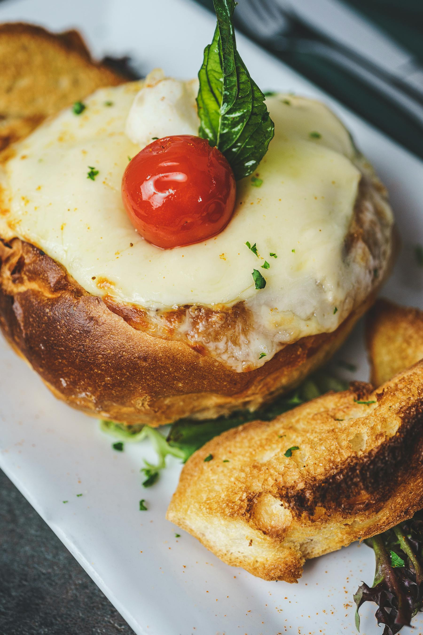 a close up of food on a plate