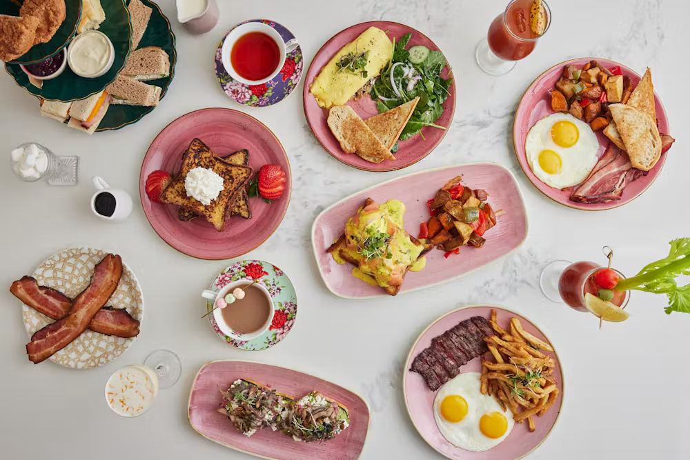 many different types of food on a plate