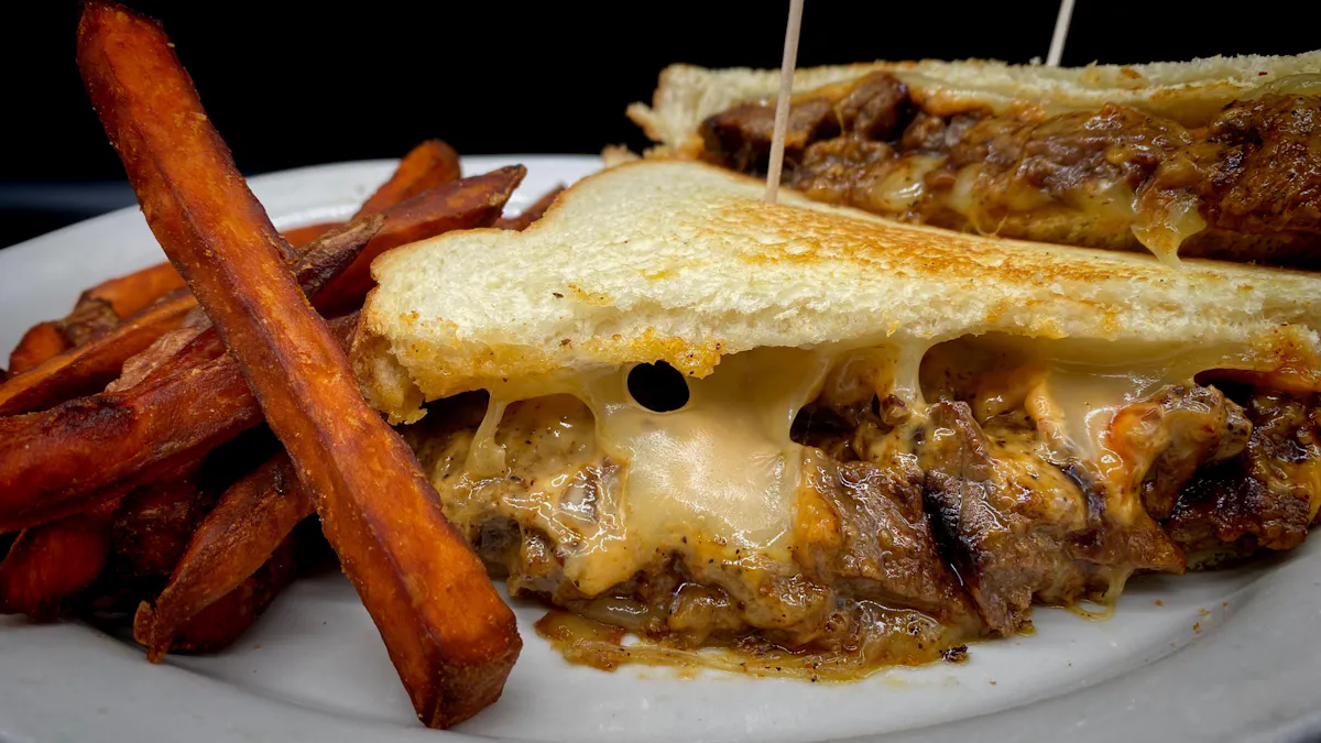 a close up of food on a plate