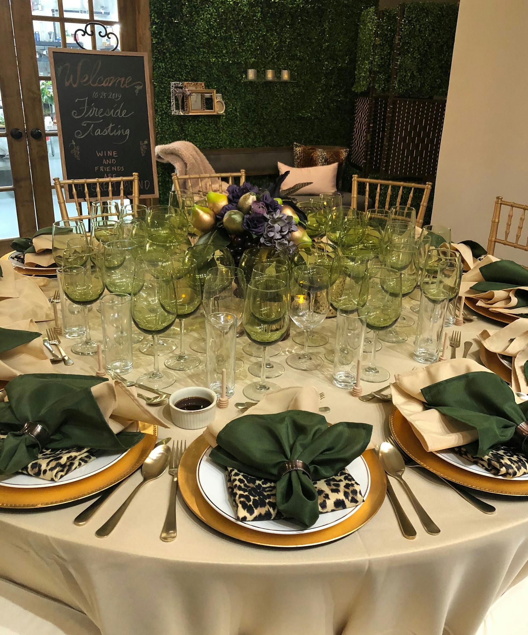 a dining table with a plate of food