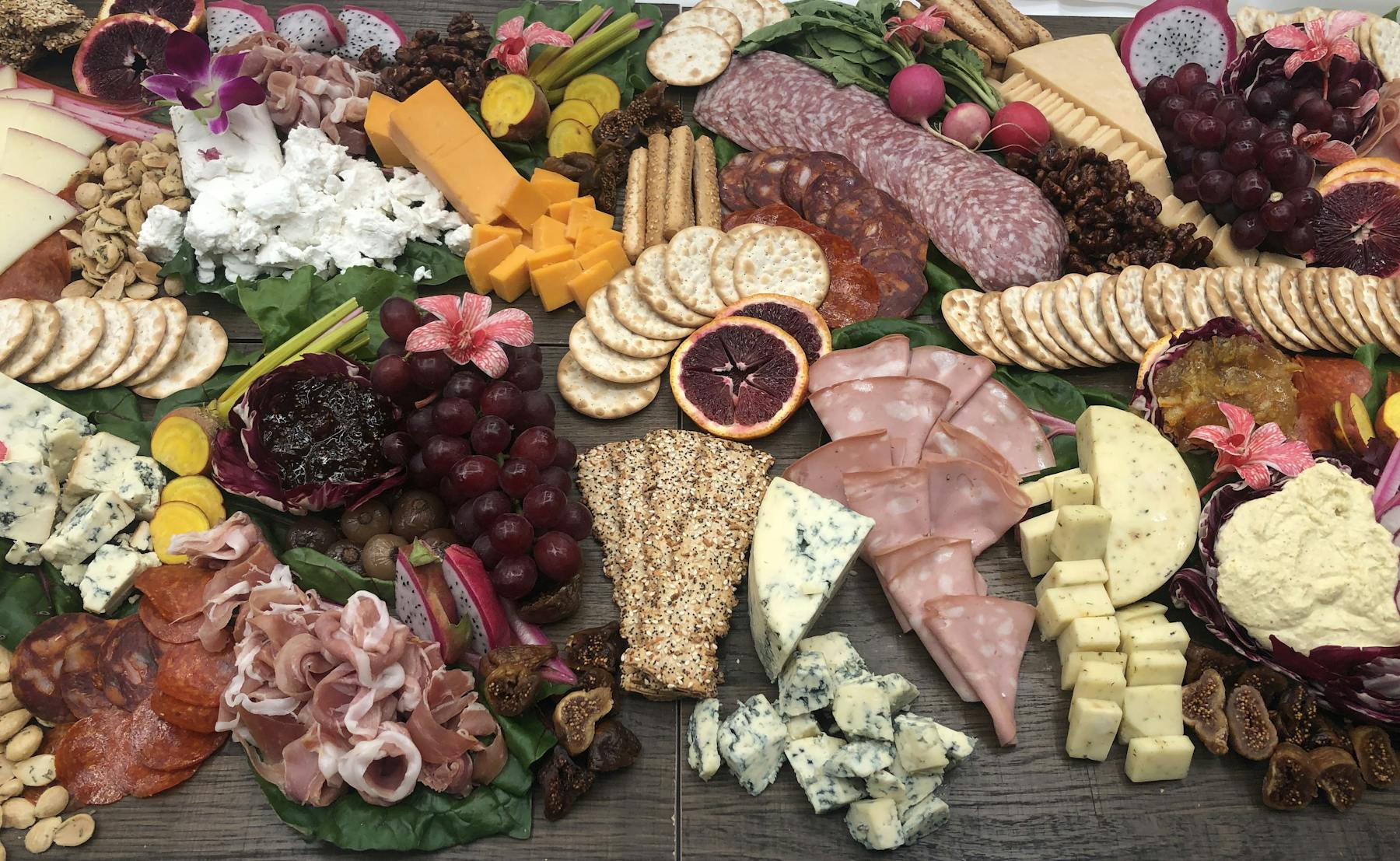 a bunch of different types of food