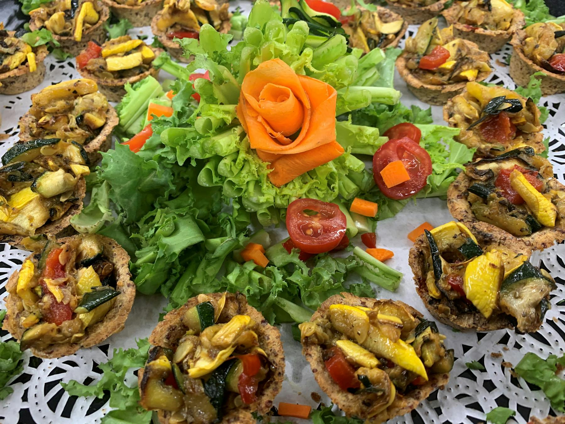 a close up of many different types of food
