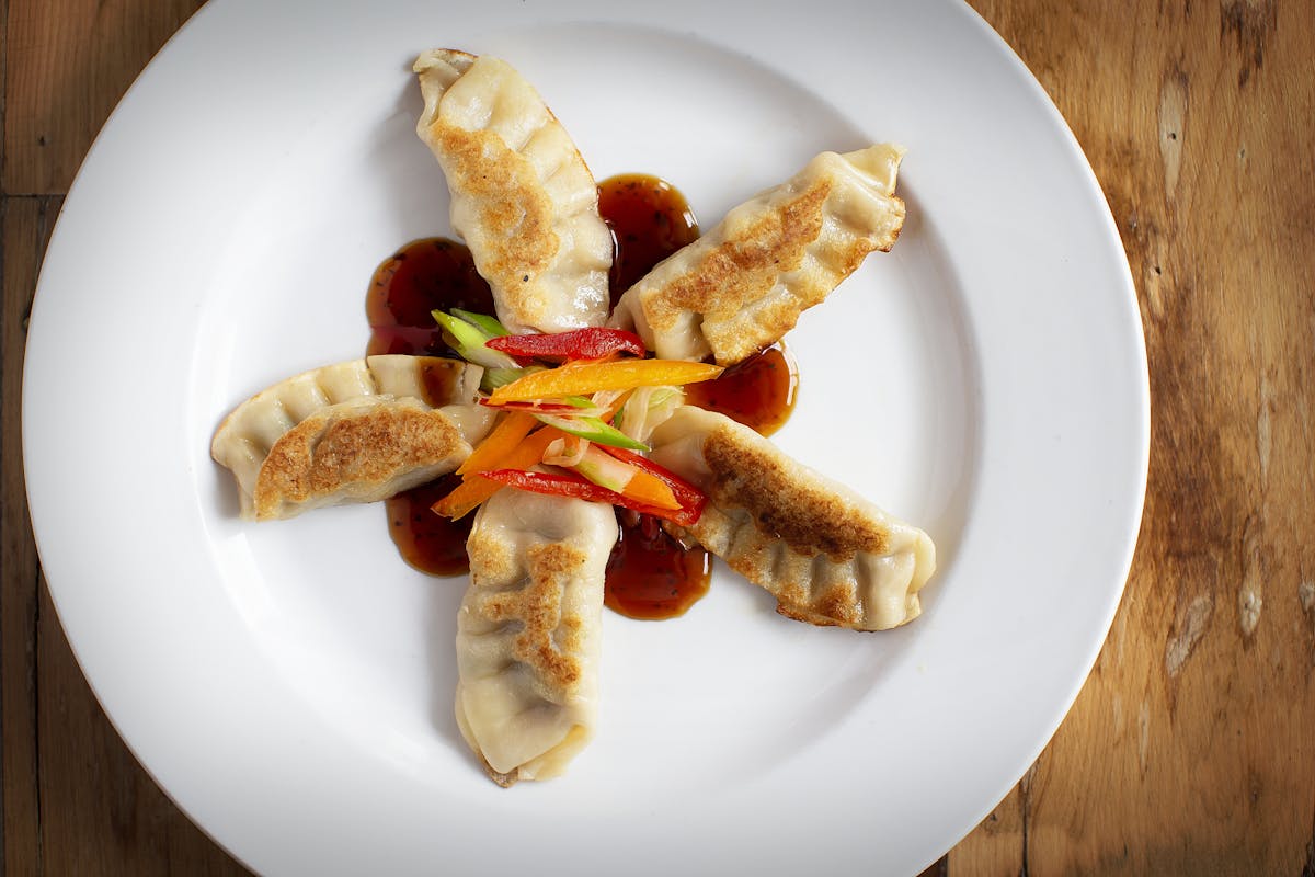 dumplings on a white plate