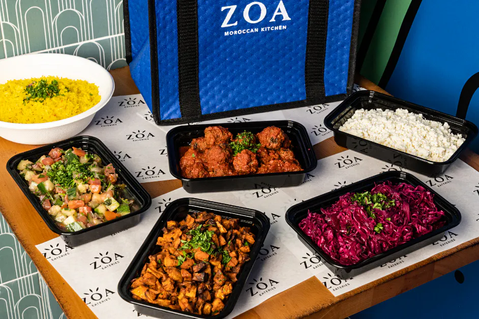 a trays of food on a table