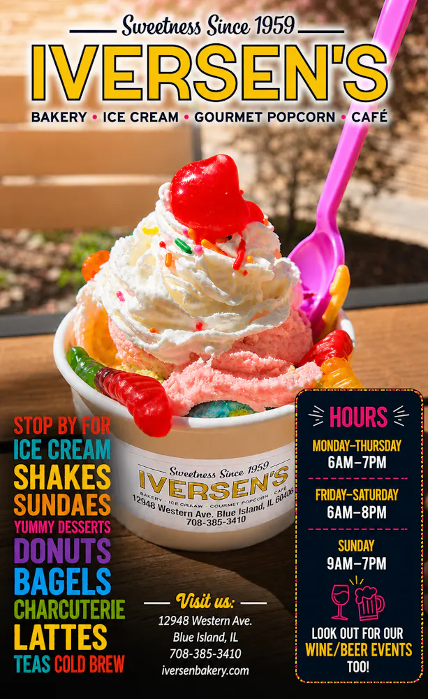 a cup of ice cream with a spoon and candy