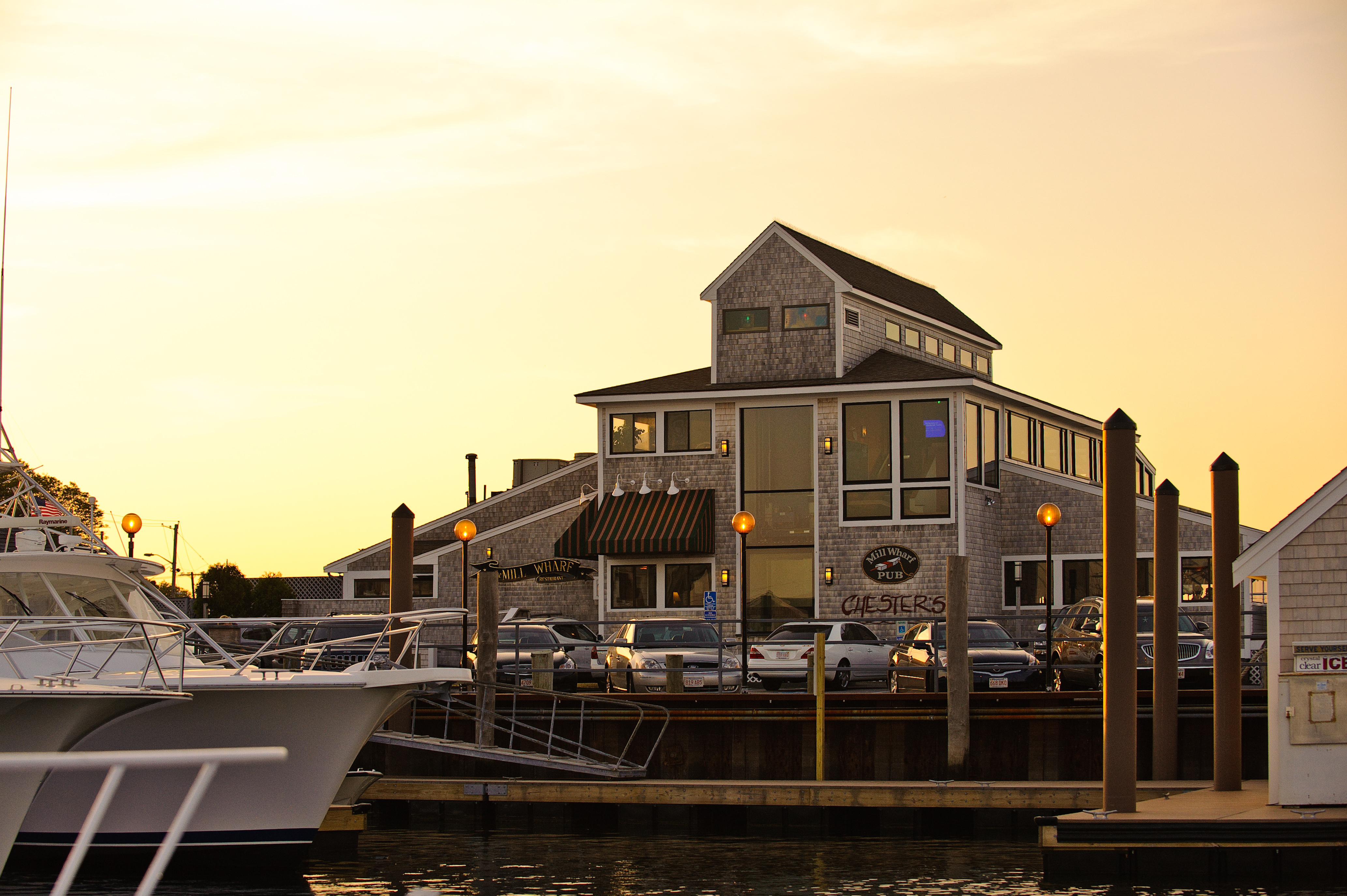  A docked boat is positioned at a pier