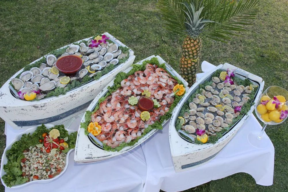 a plate of food on a picnic table