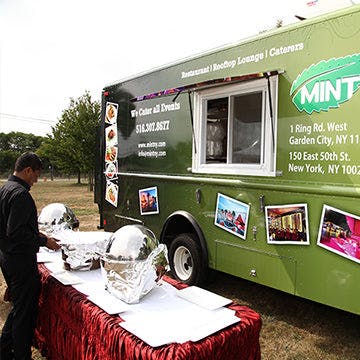 a person in a green truck