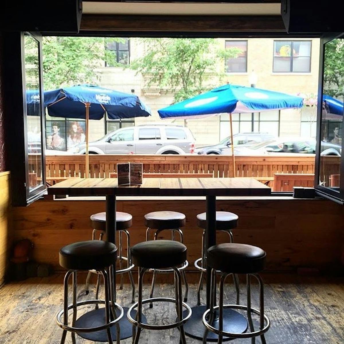 a chair sitting in front of a window