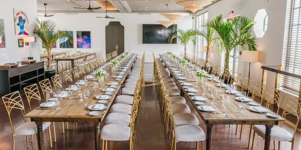a dining room with tables and chairs