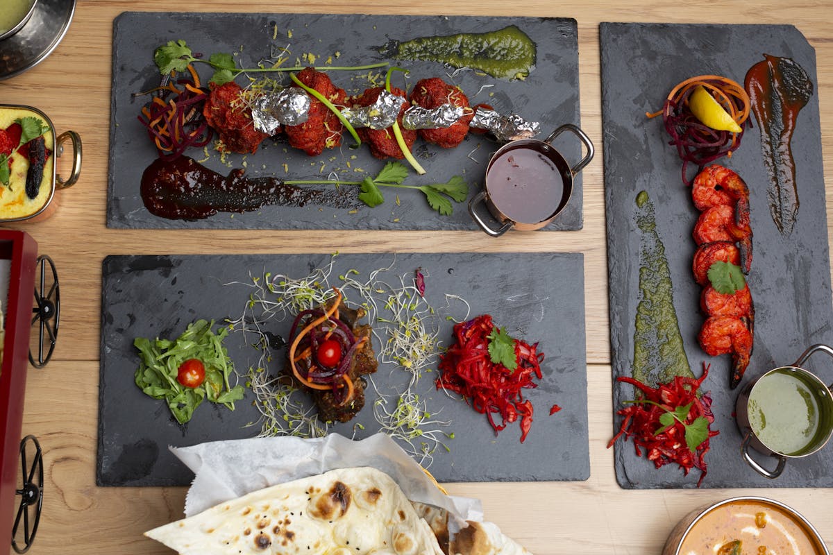 a box filled with different types of food on a table