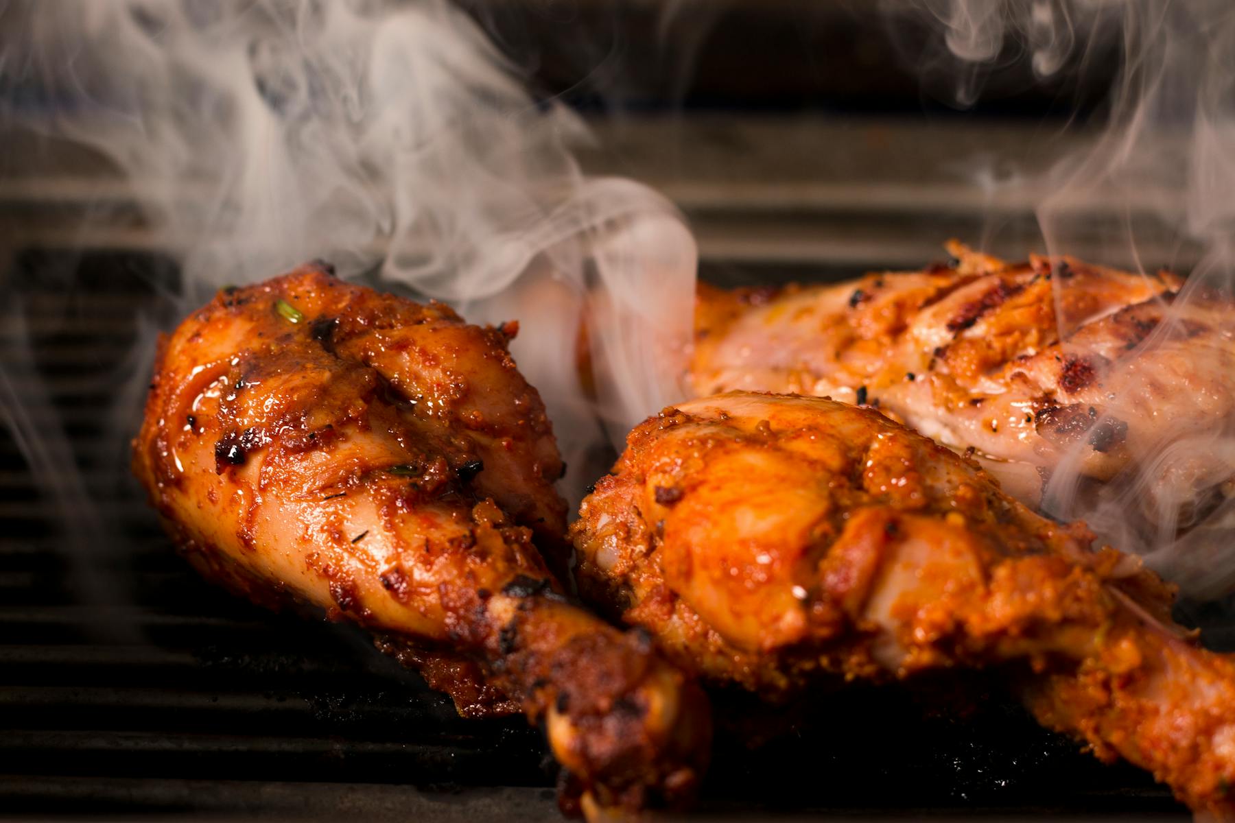 a close up of food on a grill