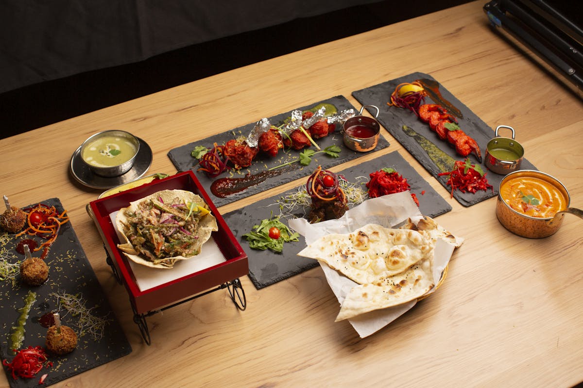 a tray of food on a table