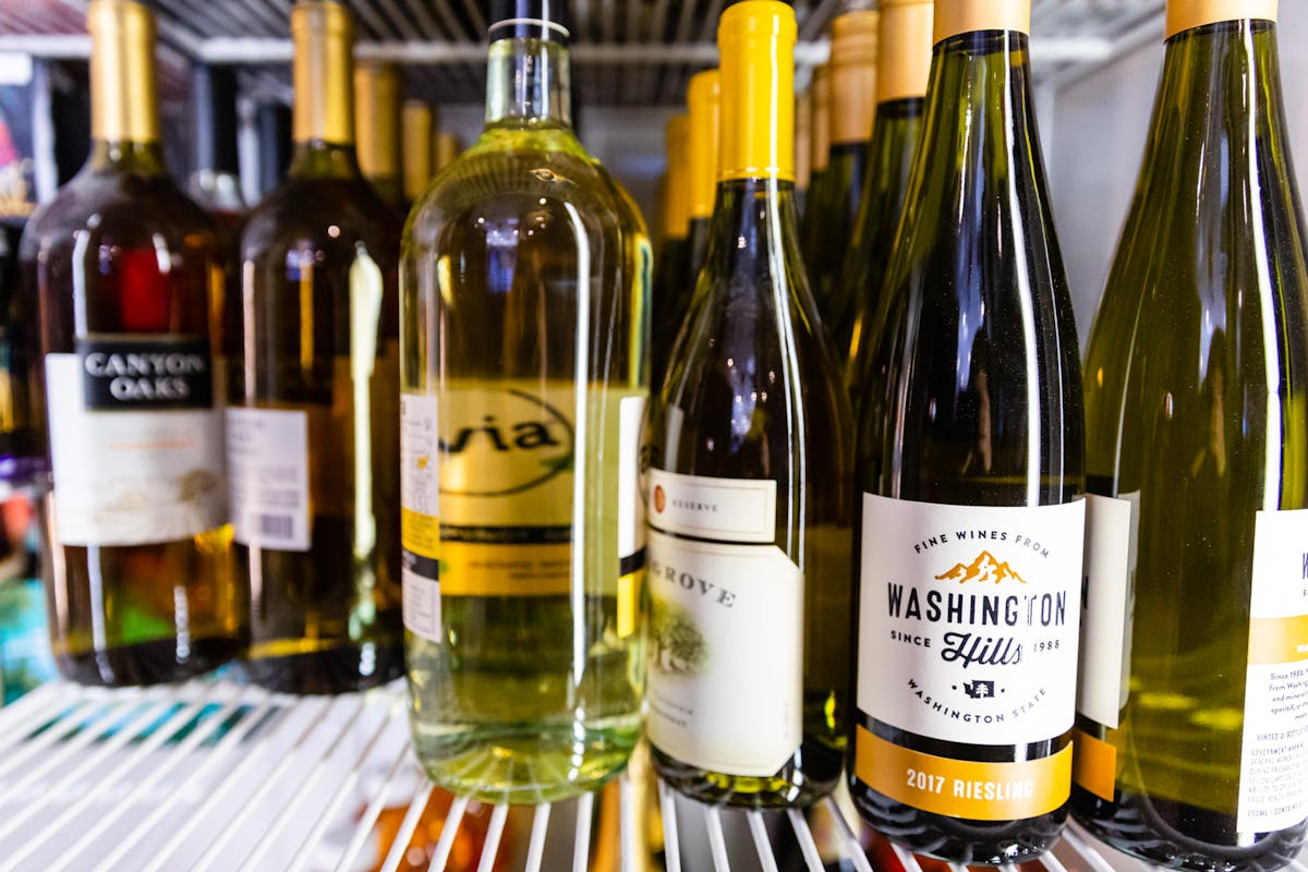 a close up of a bottle of wine