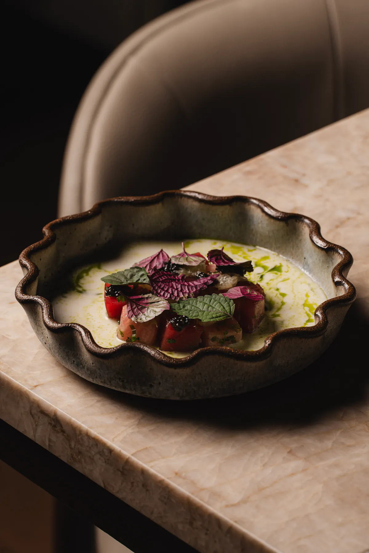 a bowl of food on a table