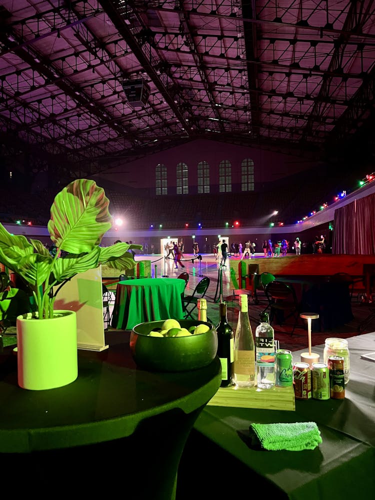 a group of people sitting at a table in a restaurant