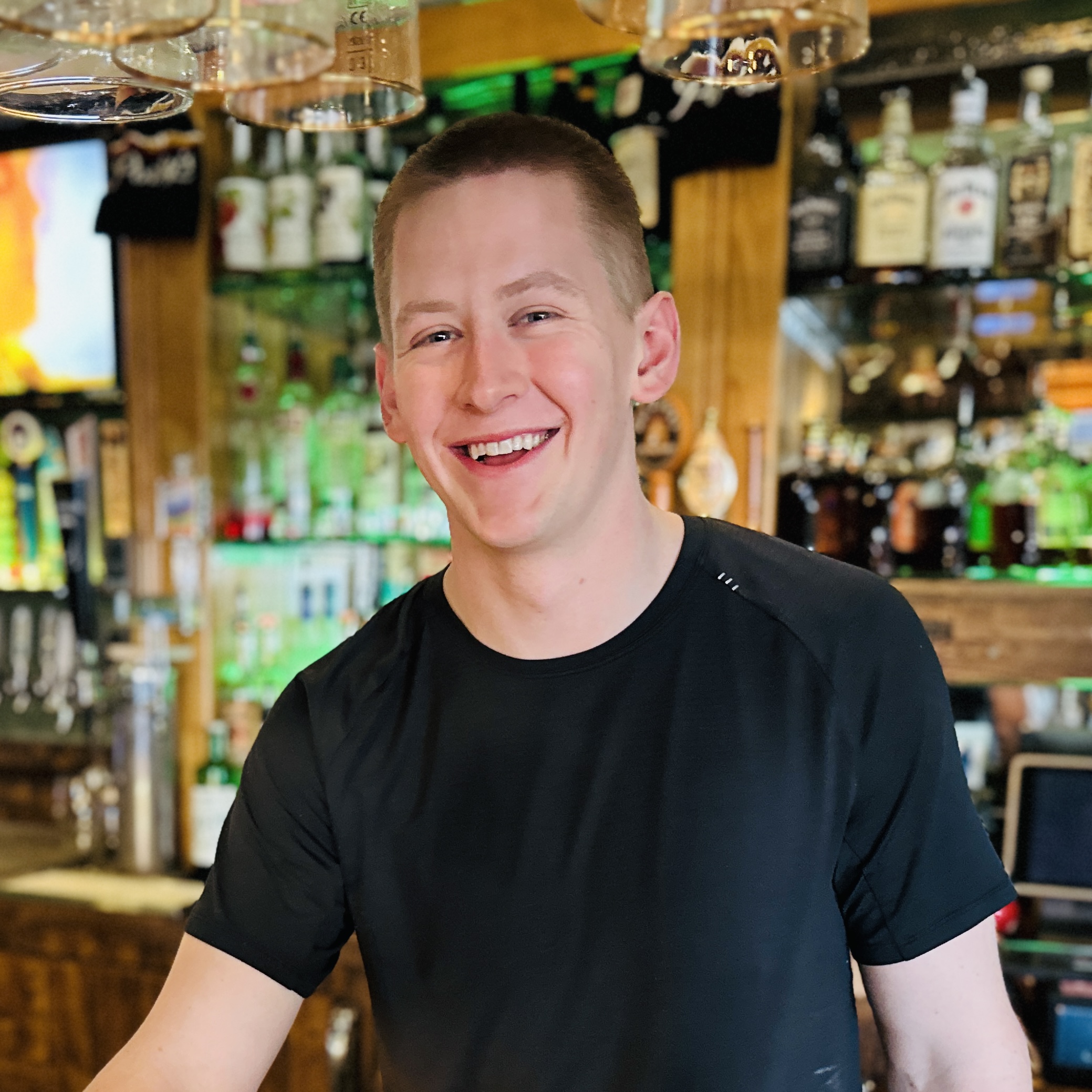 a man standing in front of a store