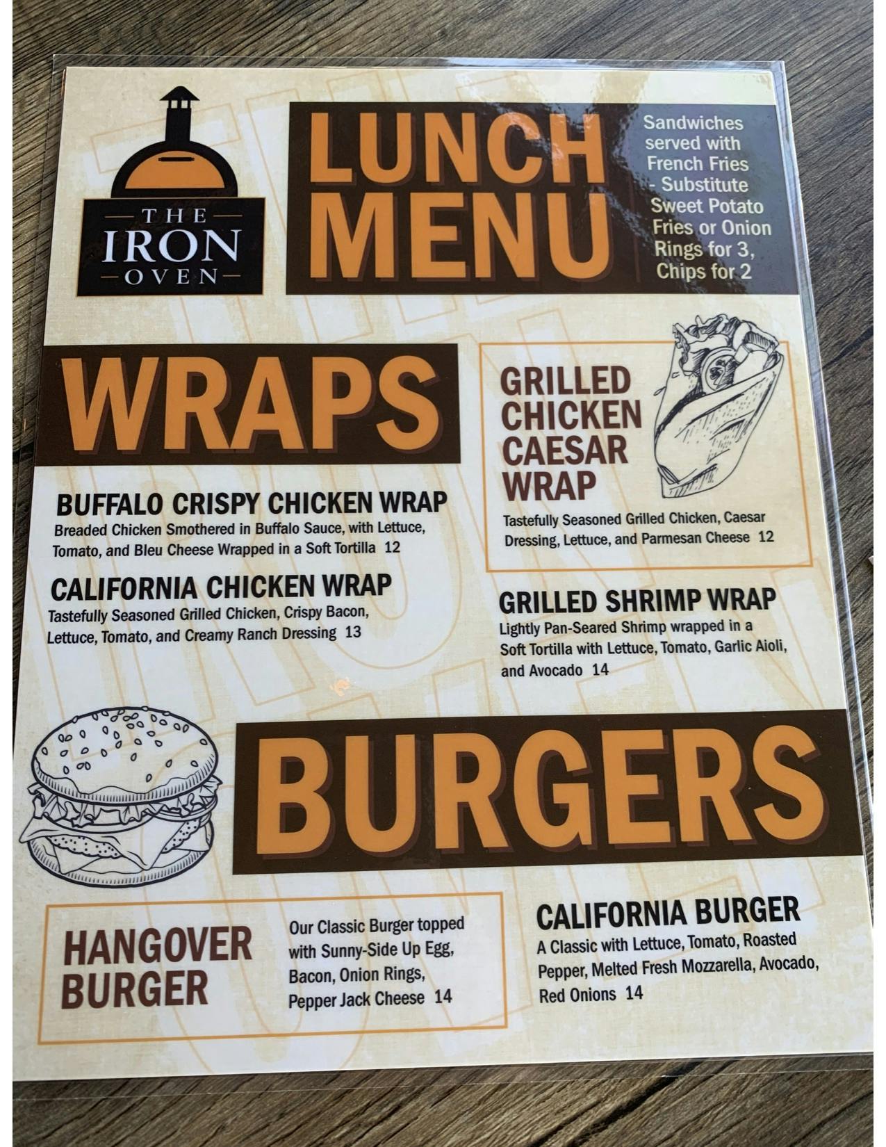 Lunch Menu The Iron Oven