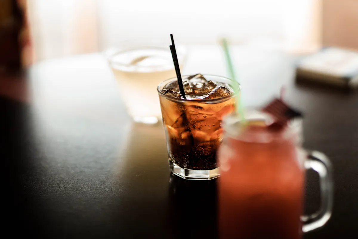 a close up of a glass cup on a table