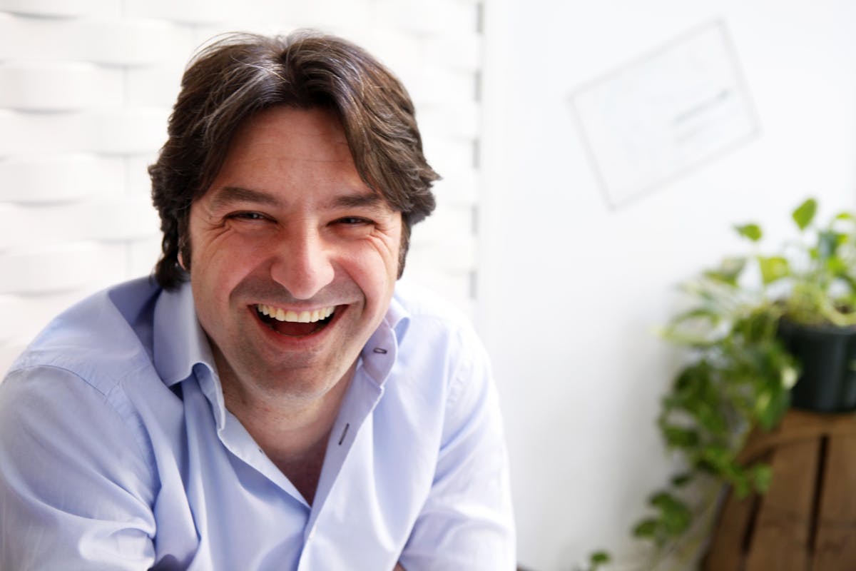 a man smiling