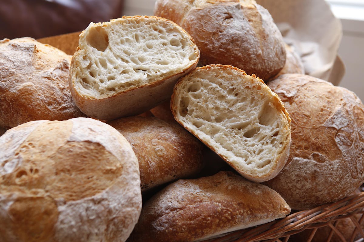 a close up of a piece of bread