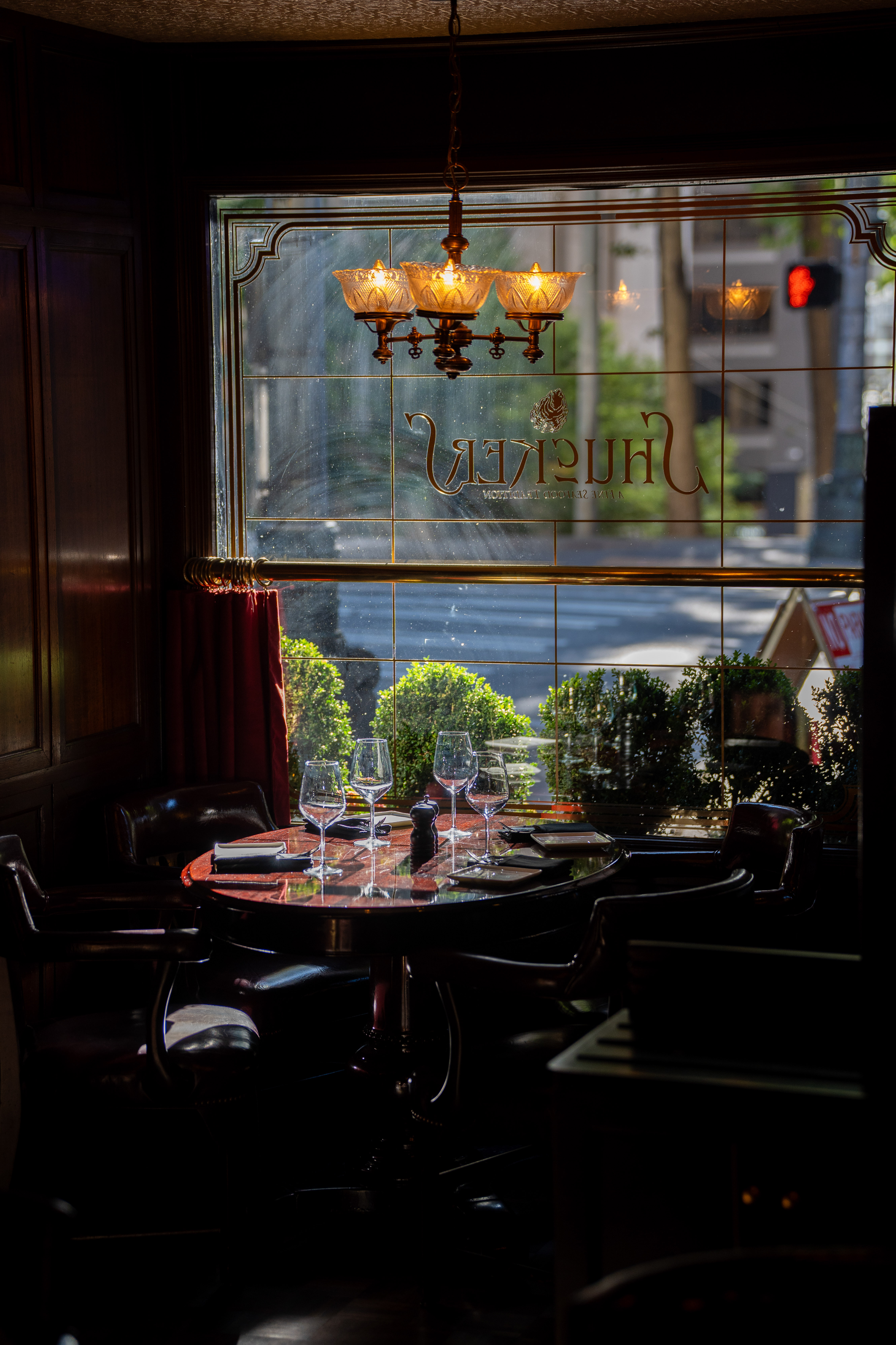 a window in a dark room