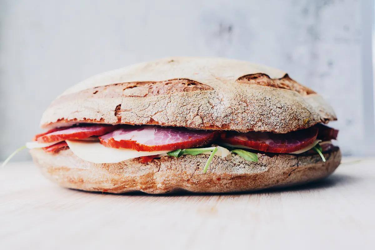a close up of a sandwich on a plate