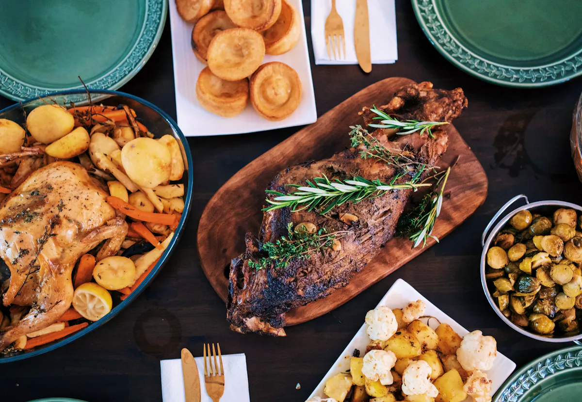 a bunch of food sitting on a table