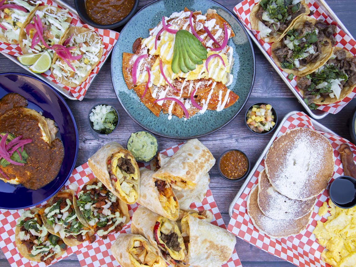 a bunch of food on a table