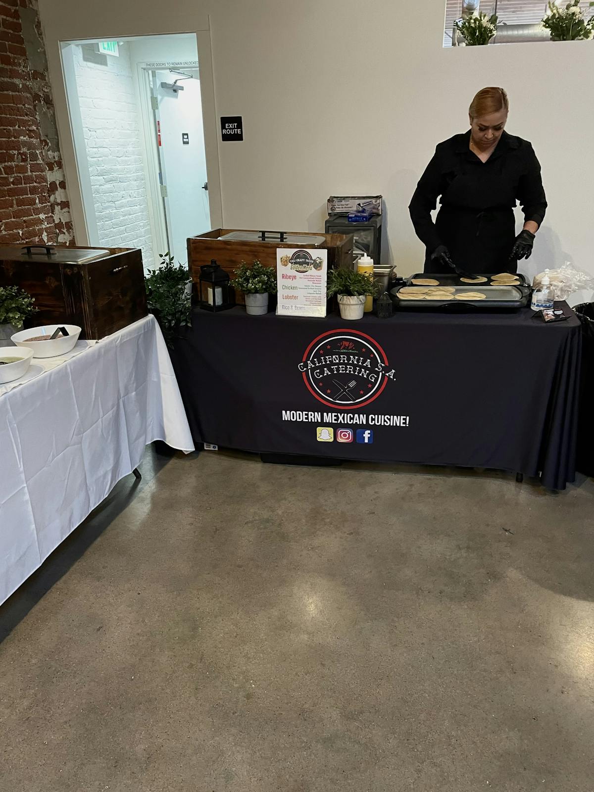 wedding taco buffet setup with Birria