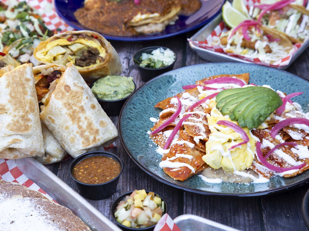 a bunch of food sitting on a table