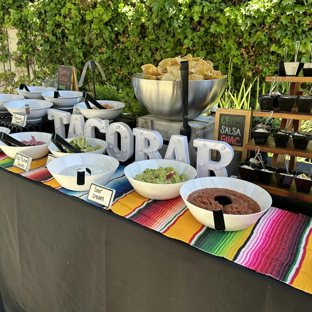 a table topped with plates of food on a plate