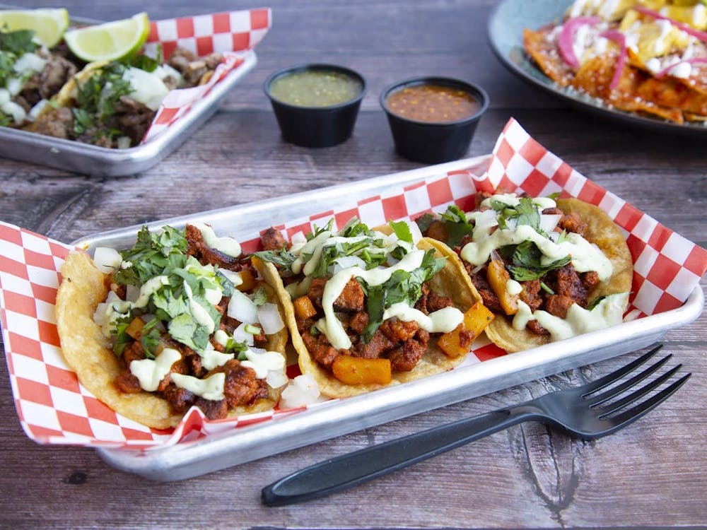 a tray of food on a table