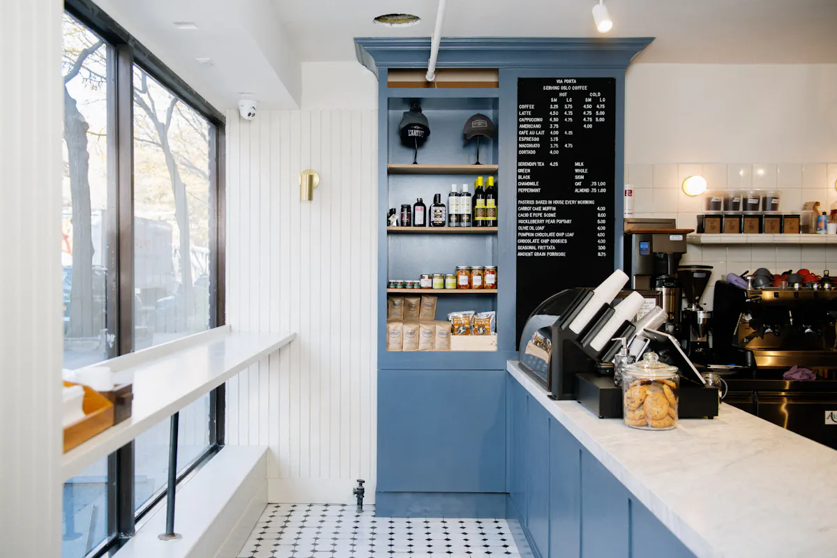 interior check out counter at Via Porta