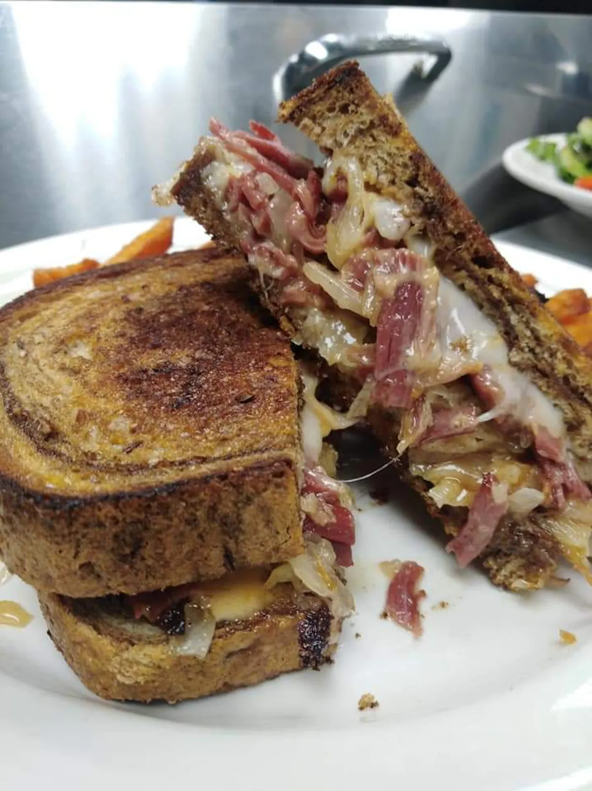 a close up of a sandwich on a plate