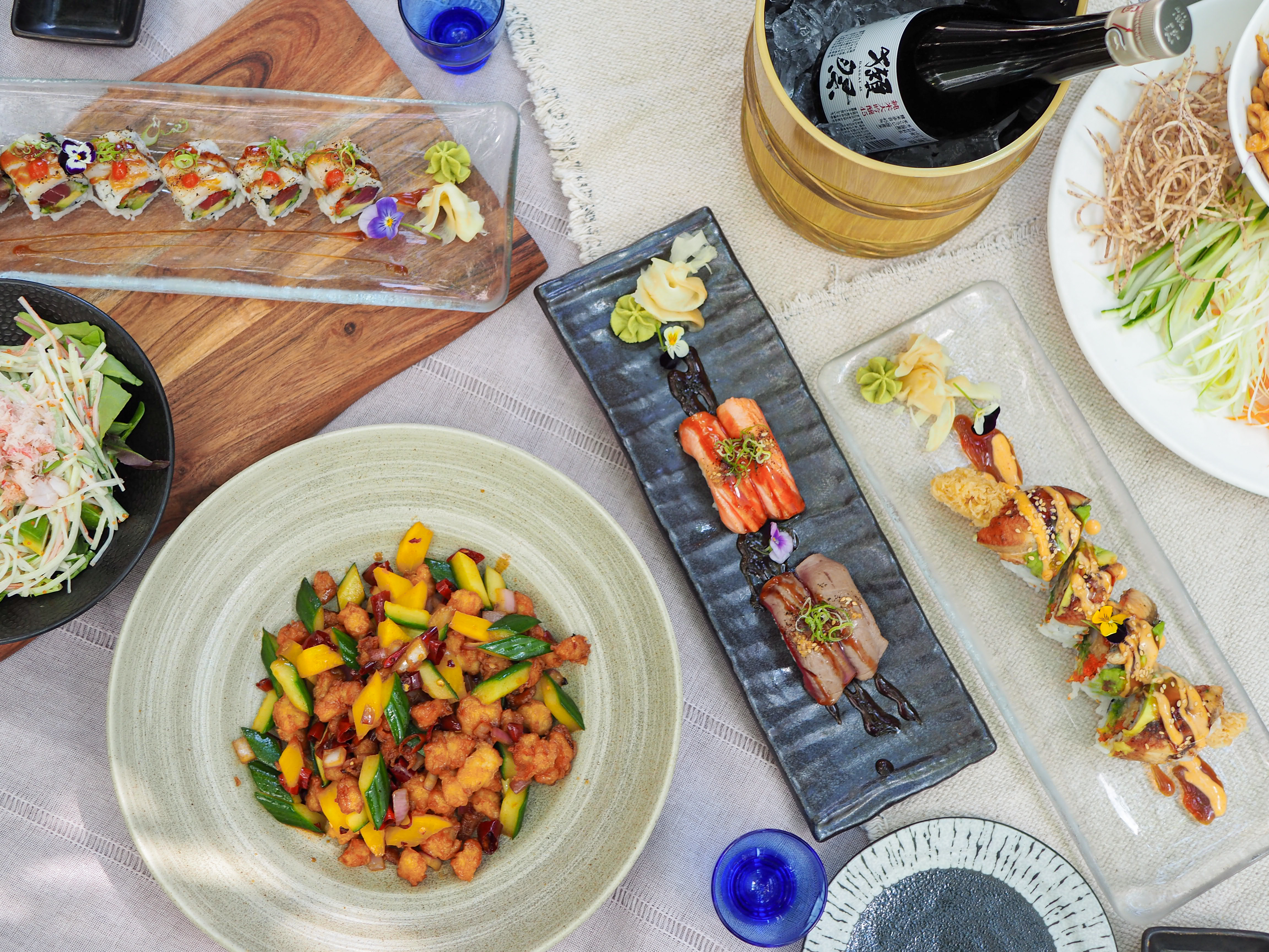 a table topped with different types of food on a plate