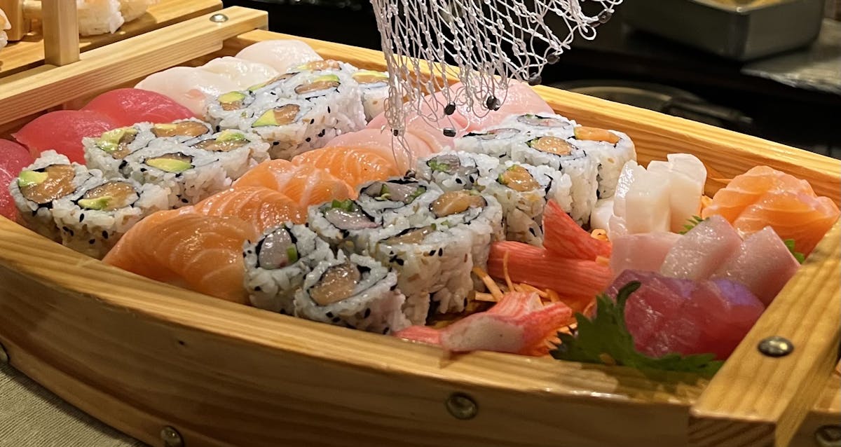 sushi on a wooden table