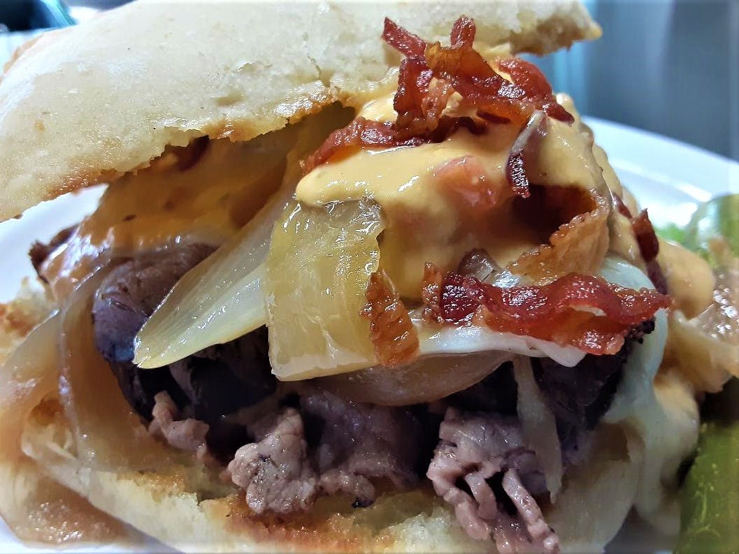 a close up of a sandwich