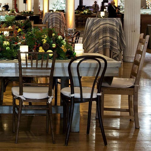 Chairs at a dining room table