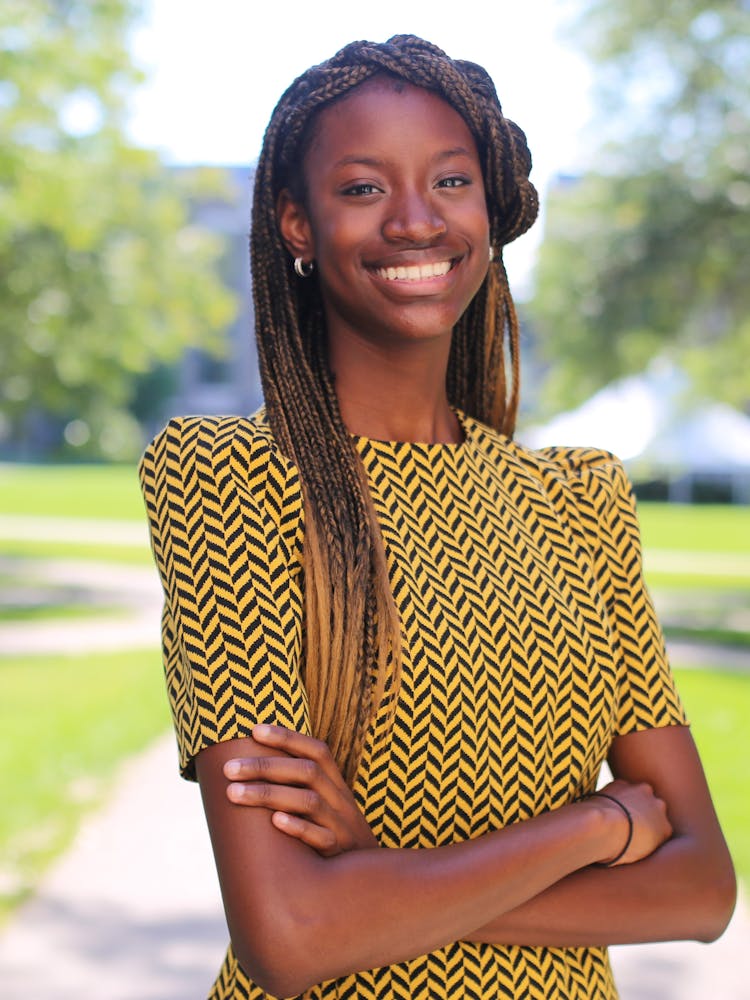 a woman smiling for the camera