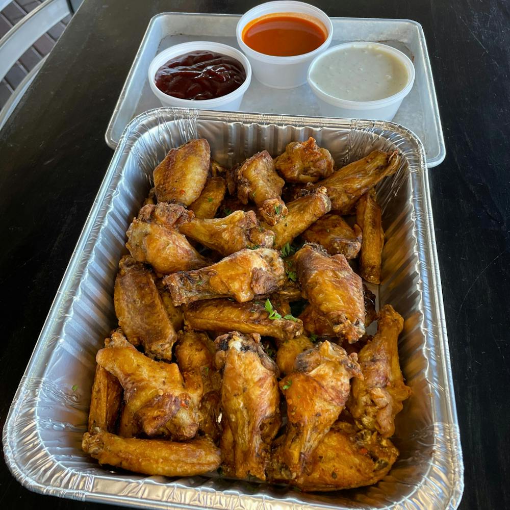 a tray of food on a table