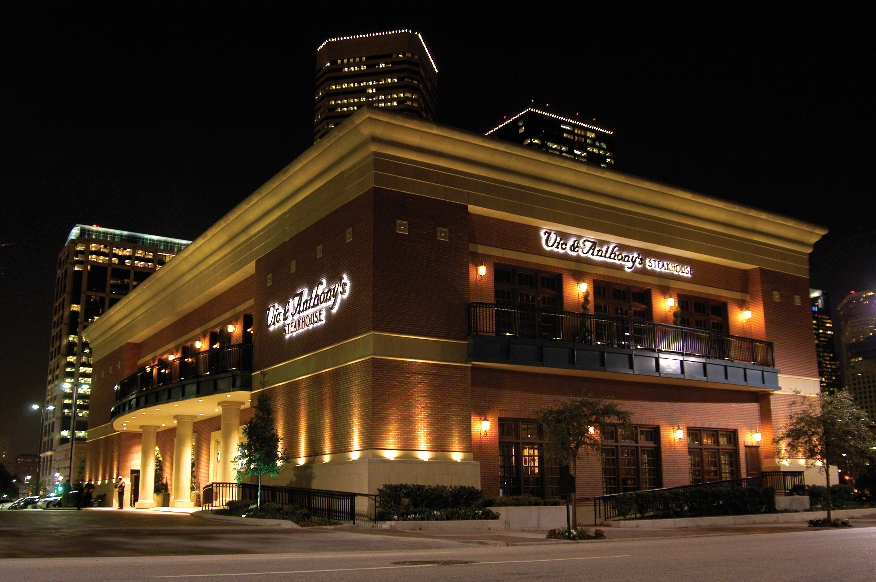 a building with lights on the side