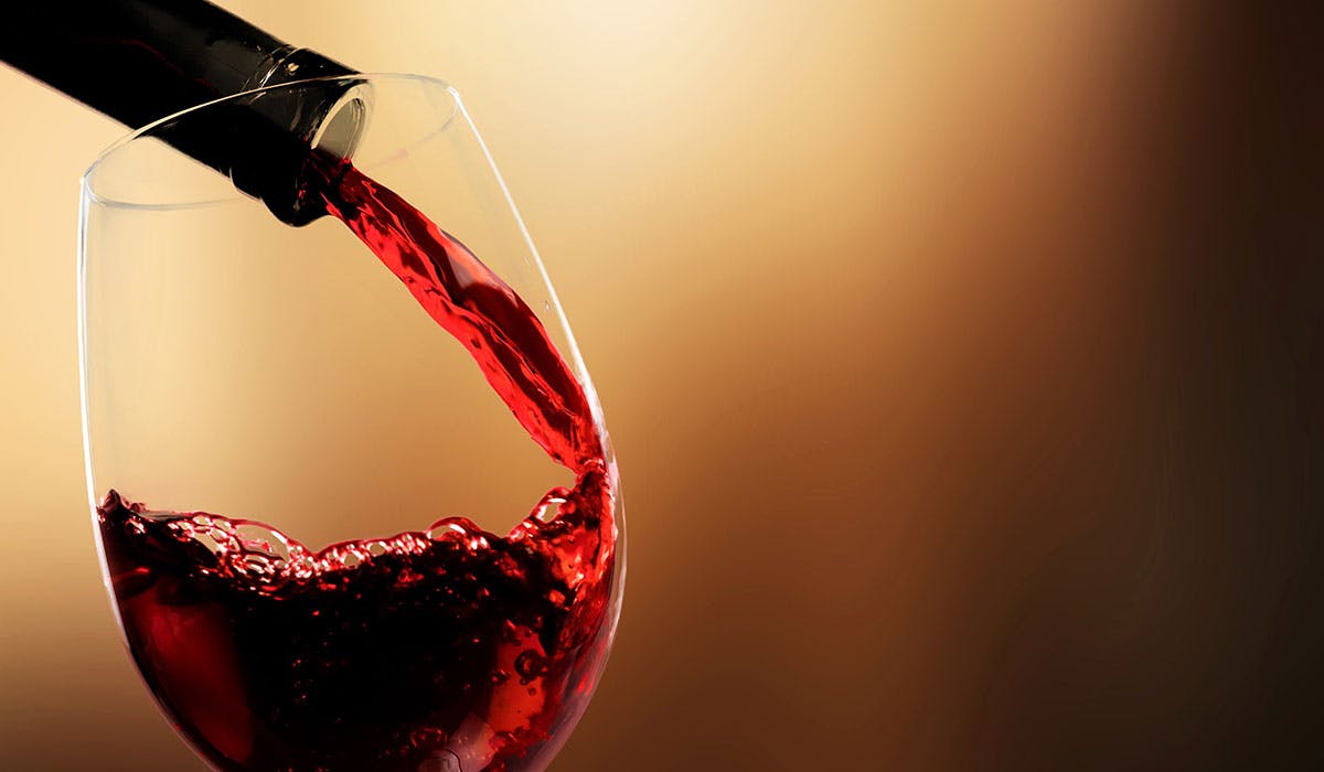 a glass of red wine